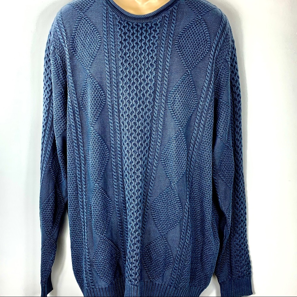 1901 Blue Cotton Crewneck Long Sleeve‎ Sweater XXL